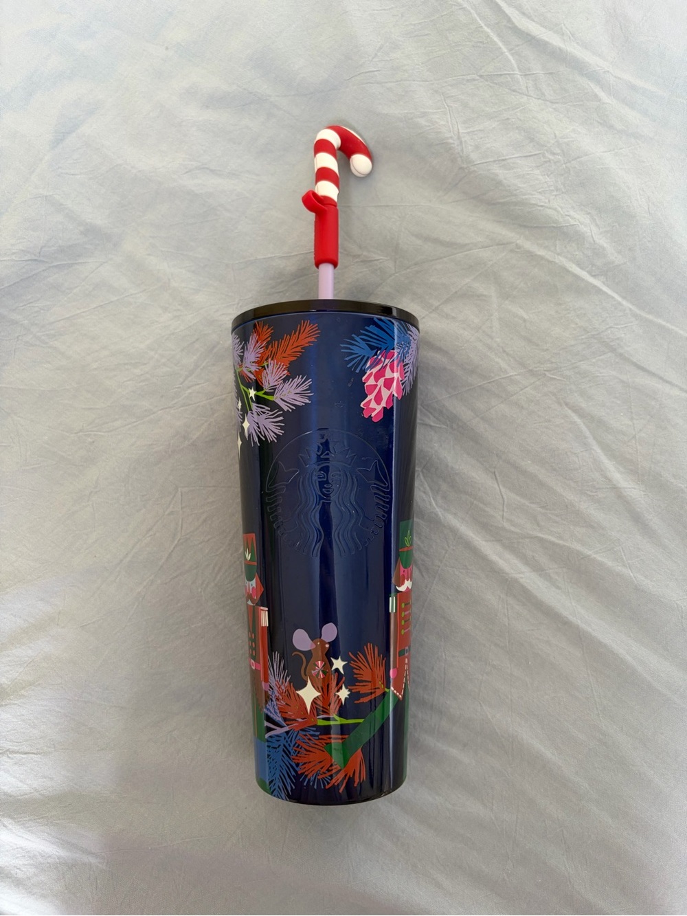 Starbucks Nutcracker Christmas Navy Holiday Tumbler with Candy Cane Straw